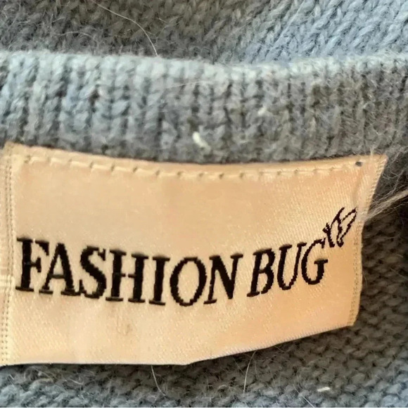 Fashion Bug Angora Rabbit Hair Blend Sweater Blue Embroidered Plus Size 18 20 - Picture 5 of 7
